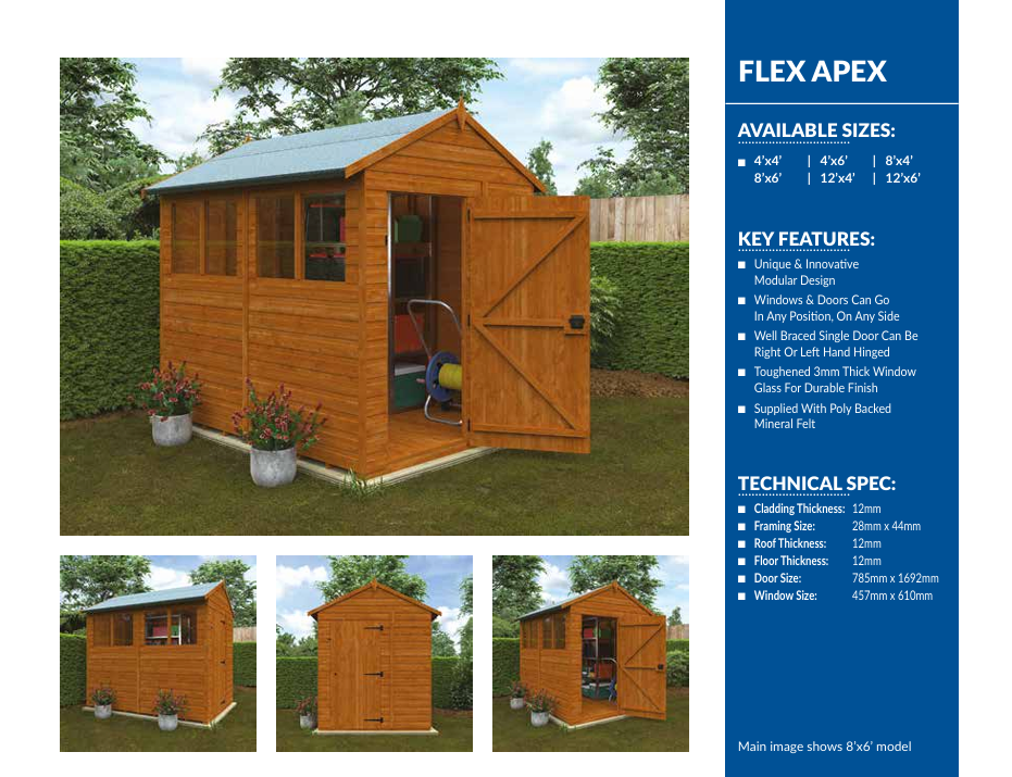 4' x 6' Flex Apex Garden Shed